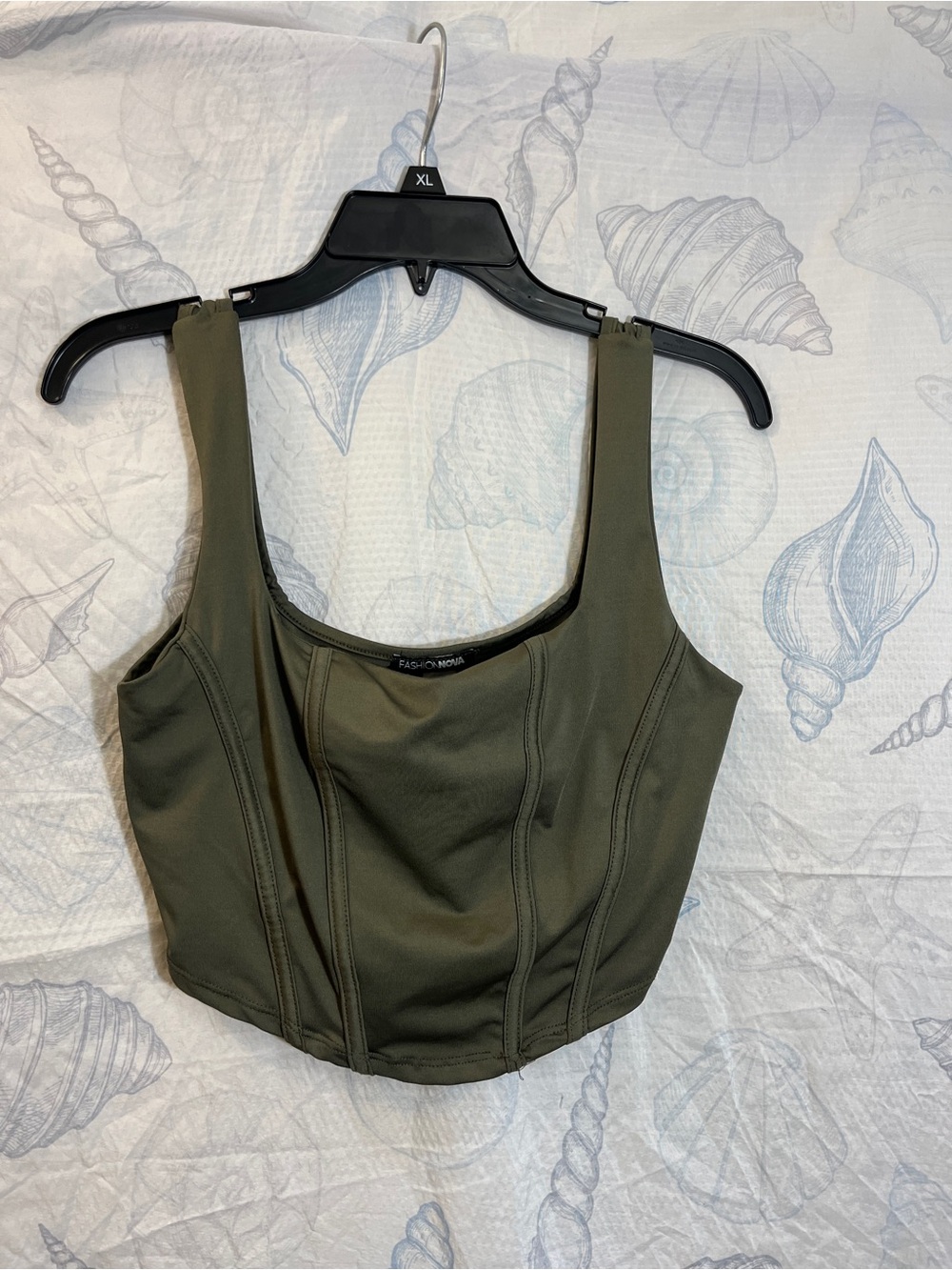 Fashion Nova Olive Structured Crop Tank